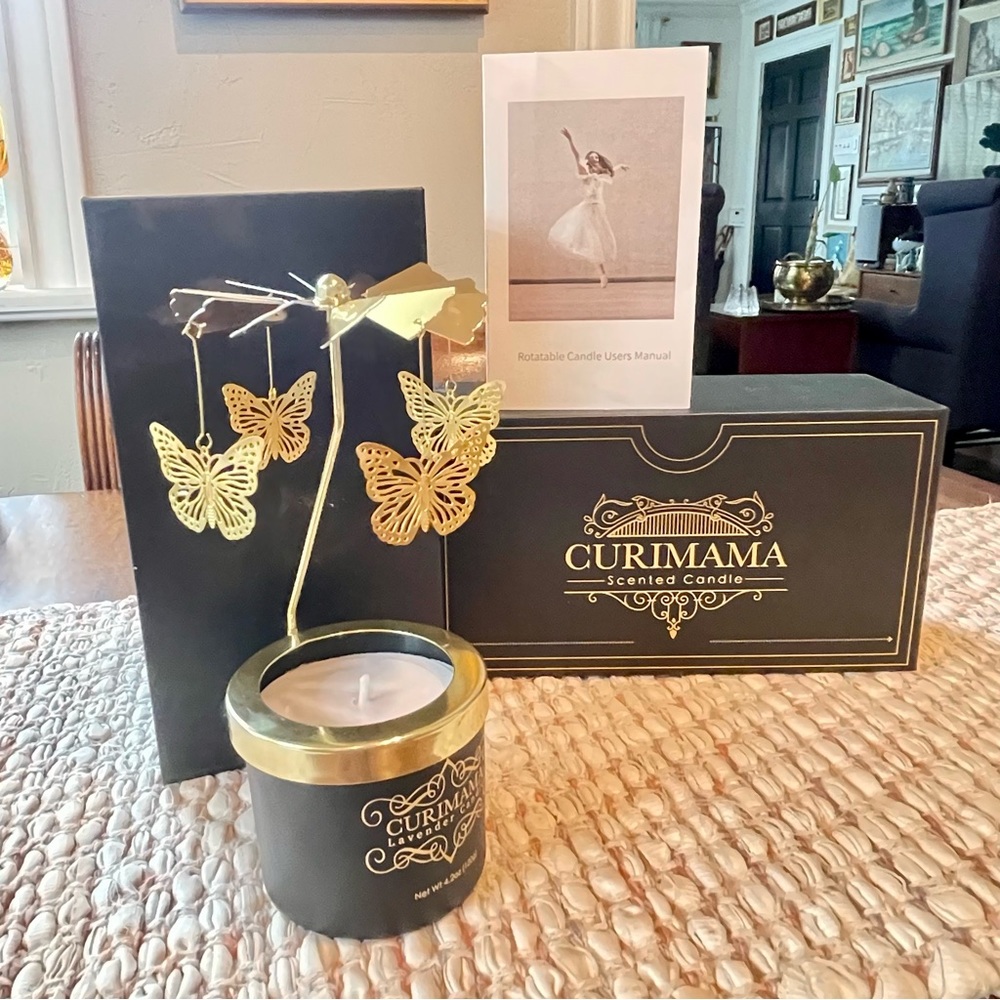 NIB Curimama Rotating Thermal Butterflies Scented Candles Gift Set